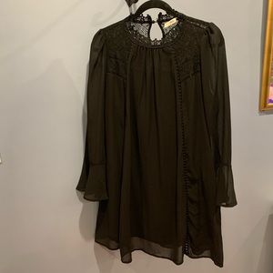 Black Lace Neck Detail Shift Dress